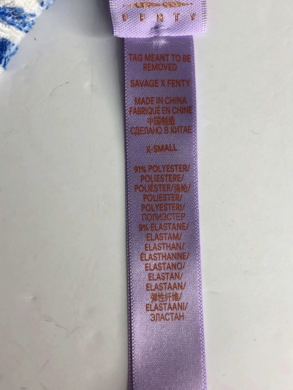 Savage Fenty Blue Floral Print Tie-Up Velvet Babydoll UK XS