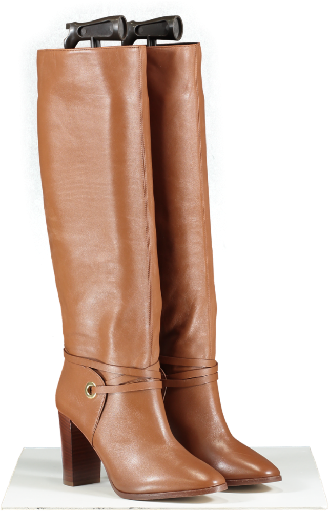 LK Bennett Brown L.k.bennett X Ascot Collection: Shelby Nappa Leather Knee Boots, Tan UK 4 EU 37 👠