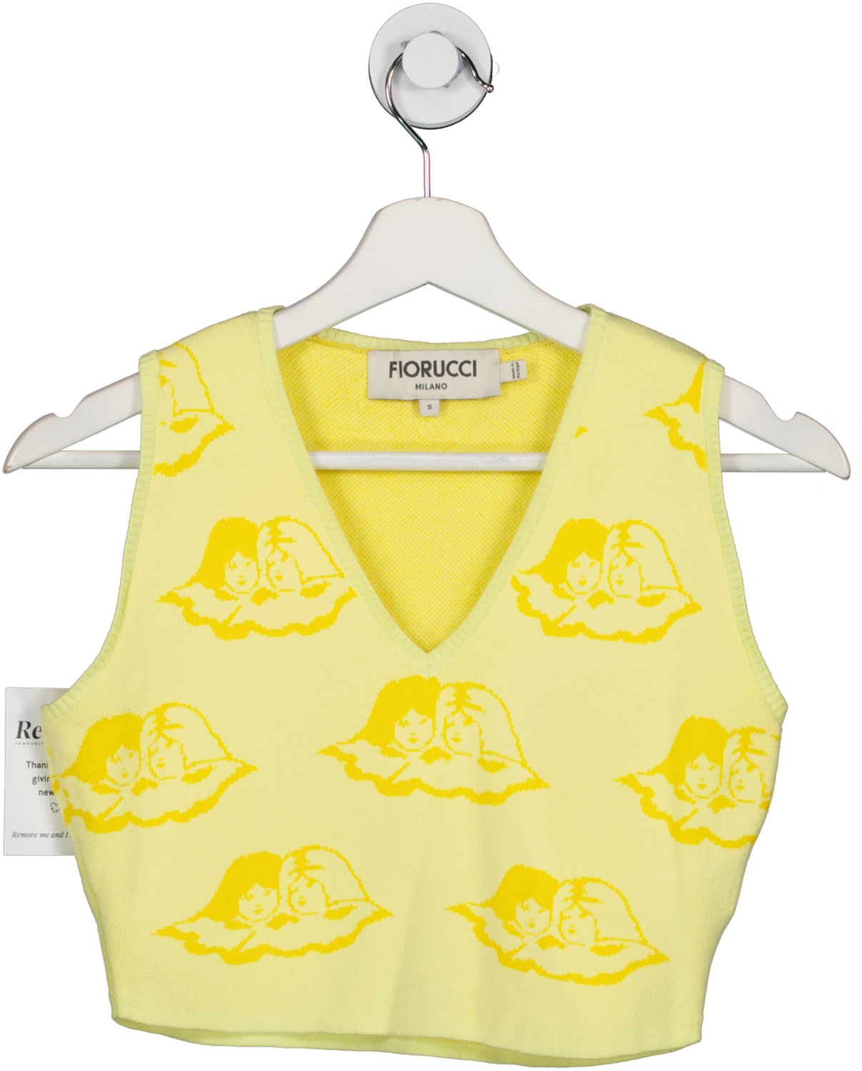 florucci All Over Angels Knit Crop Vest Yellow UK S