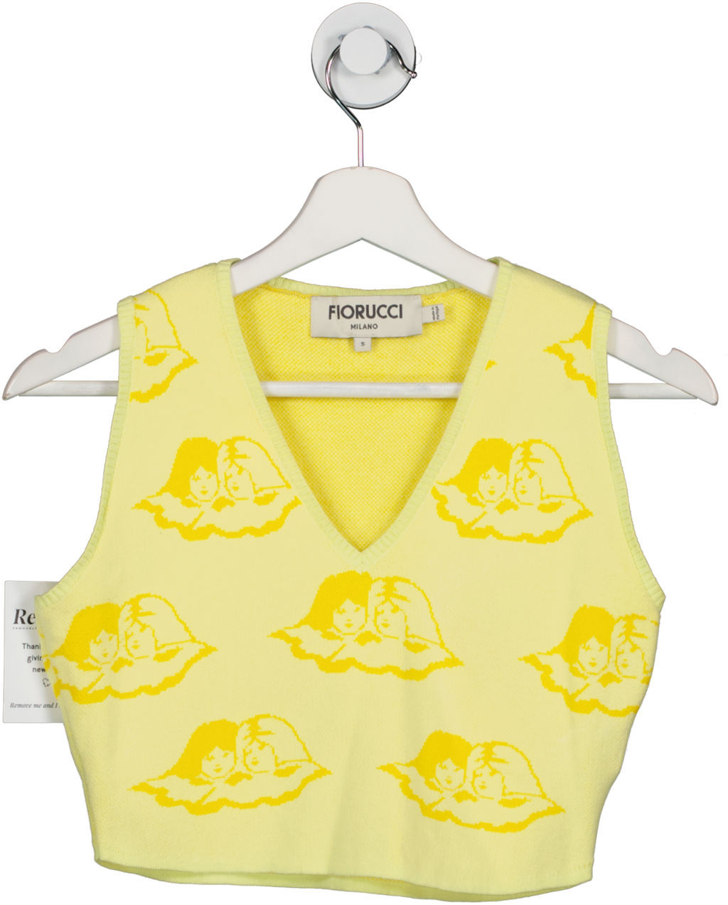 florucci All Over Angels Knit Crop Vest Yellow UK S