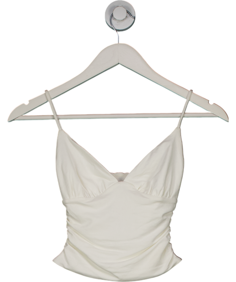 Oh Polly Cream Elma Modal V Neck Ruched Camisole Top UK XS