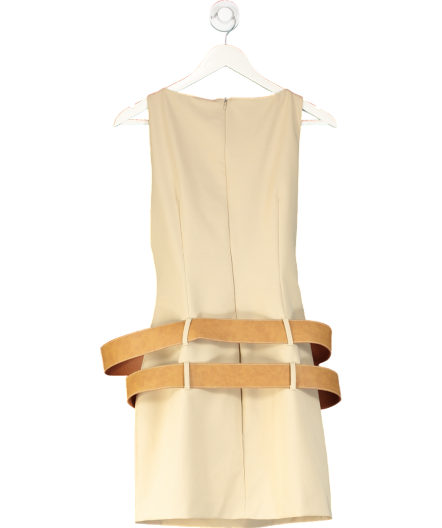 ZARA Beige Double Belted Sleeveless Mini Dress UK L