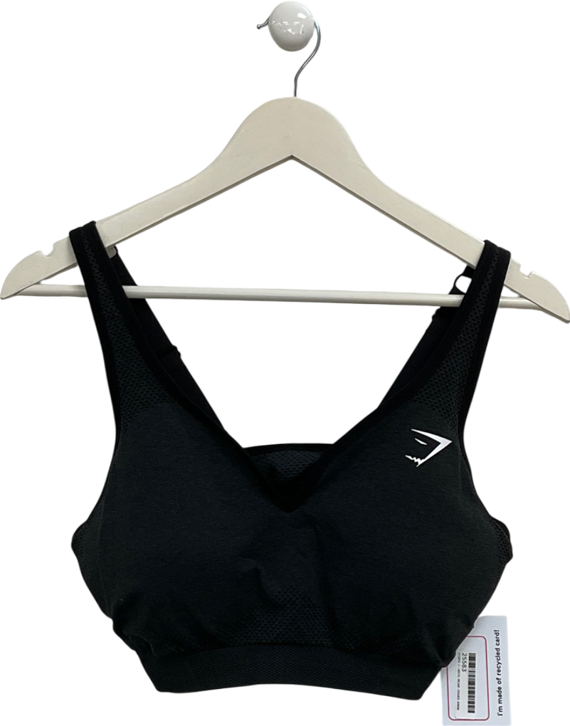 gymshark Black Vital 2.0 V Neck Sports Bra UK XL