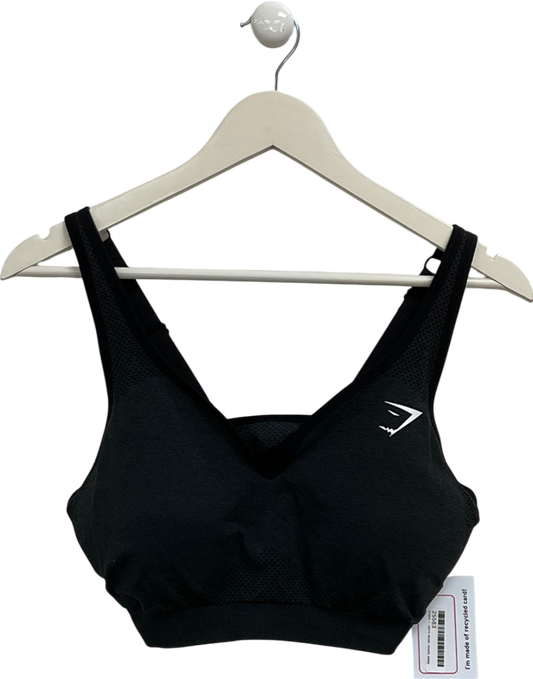 gymshark Black Vital 2.0 V Neck Sports Bra UK XL