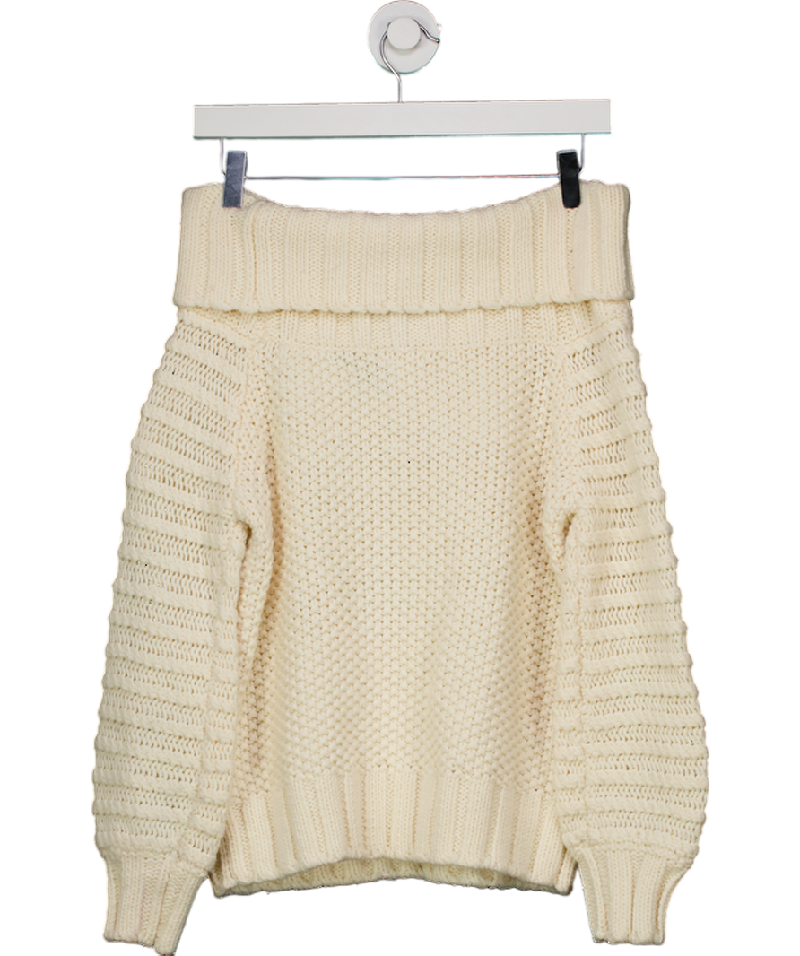 H&M Cream Bardot Cable Knit Jumper UK XS
