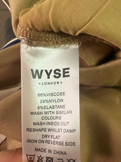 Wyse London Camel Penny ponte Wide Leg Trousers UK 8