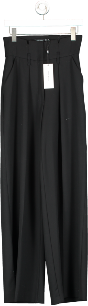 Karen Millen Black Compact Stretch High Waist Tailored Trousers UK 8