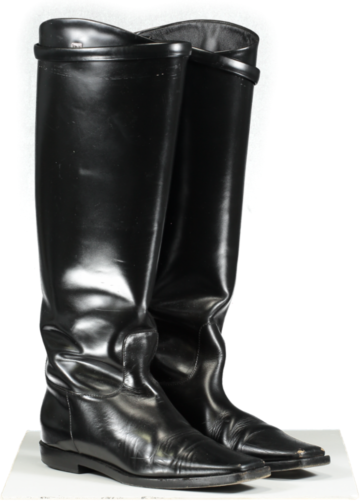 Totême Black The Riding Leather Knee Boots UK 6 EU 39 👠