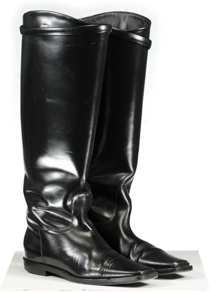 Totême Black The Riding Leather Knee Boots UK 6 EU 39 👠