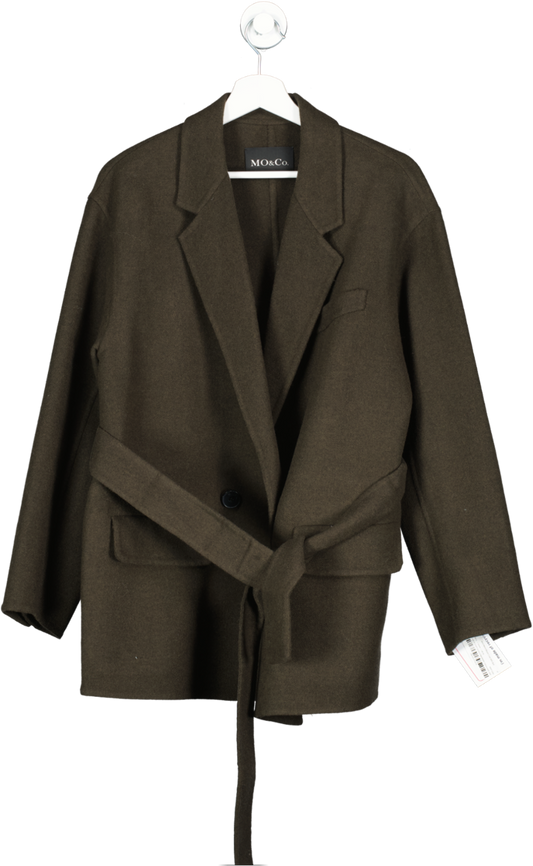 MO&Co. Green Wool Blend Blazer Coat With Belt UK M
