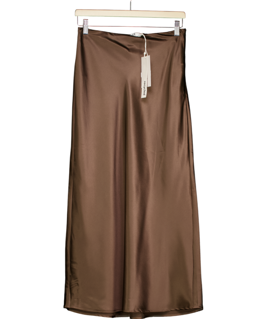 NA-KD Brown Satin Midi Skirt UK 6