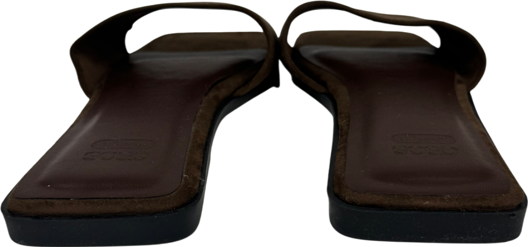 ASOS Brown Ig Square Toe Flat Mule Sandals In Chocolate UK 7 EU 40 👠