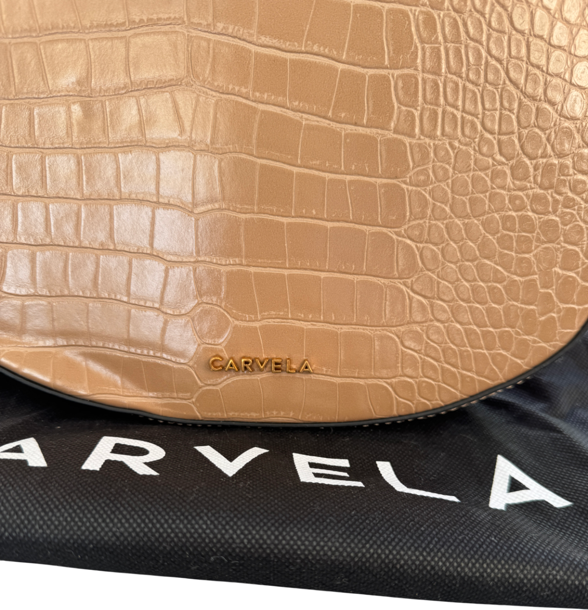 Carvela Beige Croc Lock Mini Shoulder Bag