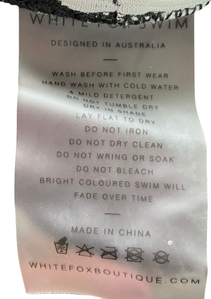 White Fox White Zebra Print Bikini Set UK XS