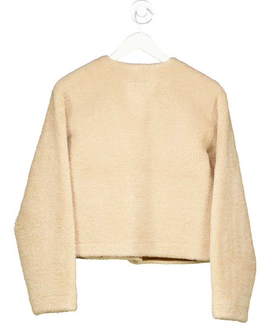 River Island Beige Buttoned Faux Shearling Cardigan UK 6