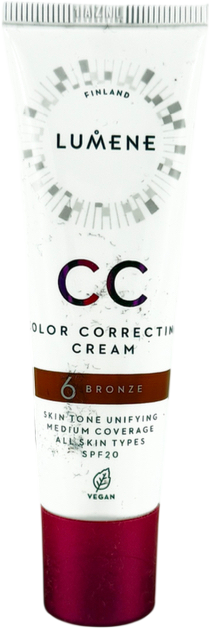 Lumene Cc Colour Correcting Cream Spf20 With Hyaluronic Acid 6 Bronze 30ml