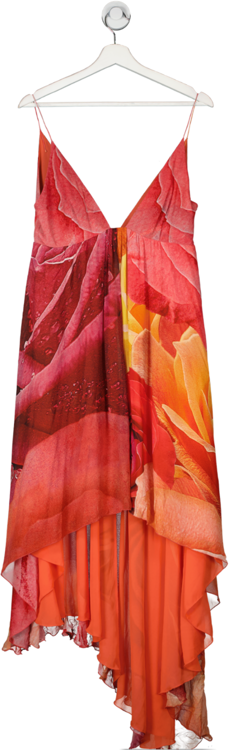 Just Cavalli Red Floral Print Strappy Midaxi Dress UK 10