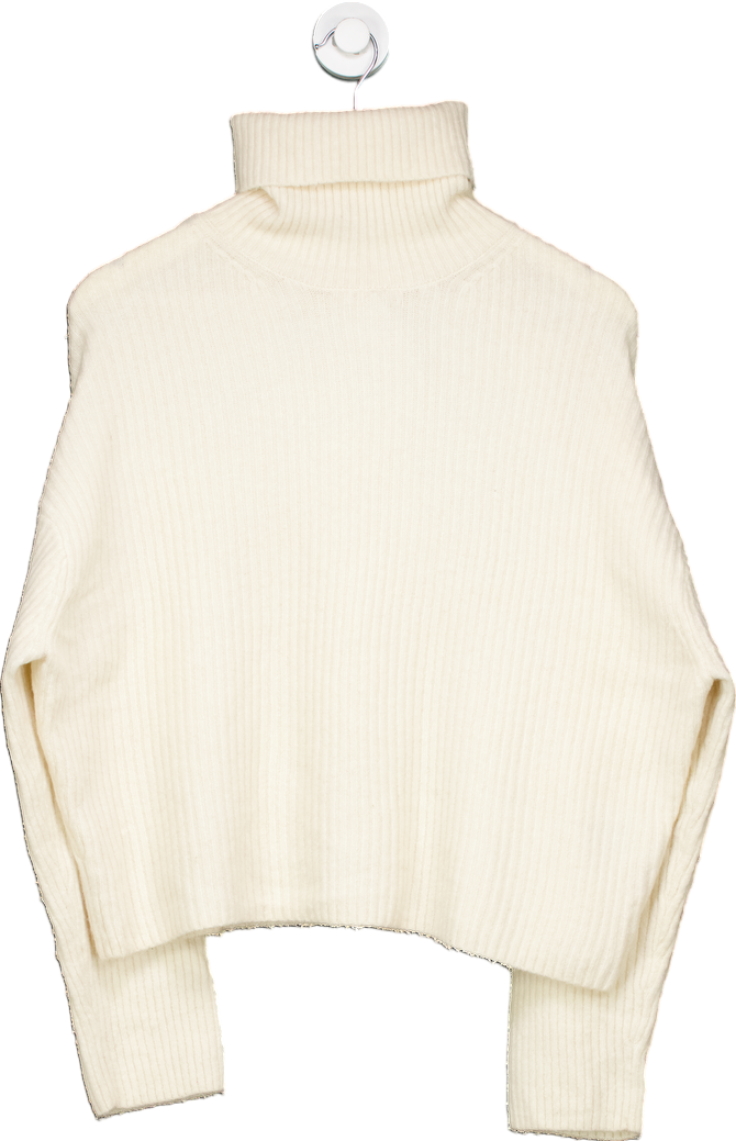 H&M Cream Ribbed Turtleneck Sweater UK M