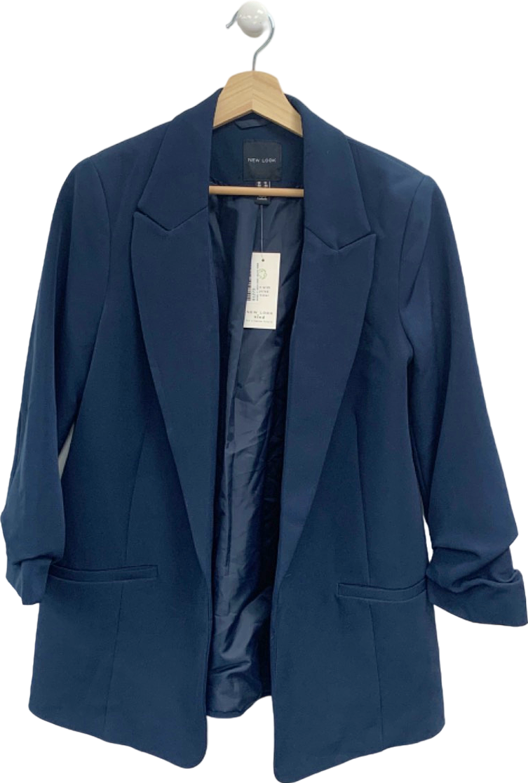 New Look Blue Ruched Sleeve Blazer UK 12
