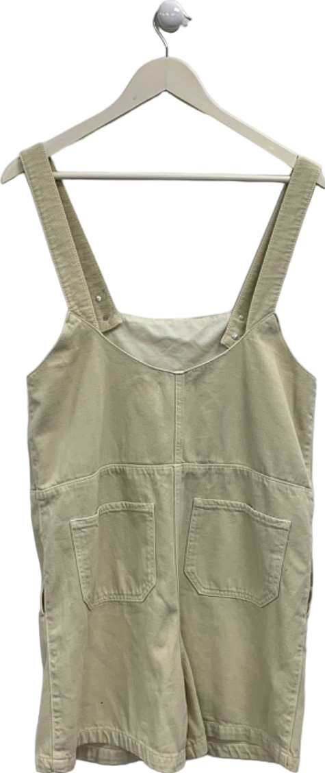 Balzac Beige Linen Dungaree Shorts UK 8