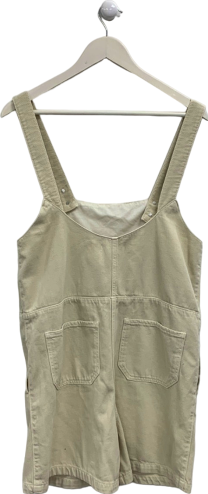 Balzac Beige Linen Dungaree Shorts UK 8