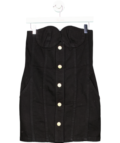 Magda Butrym Black Bustier Denim Dress With Button Detail UK 8