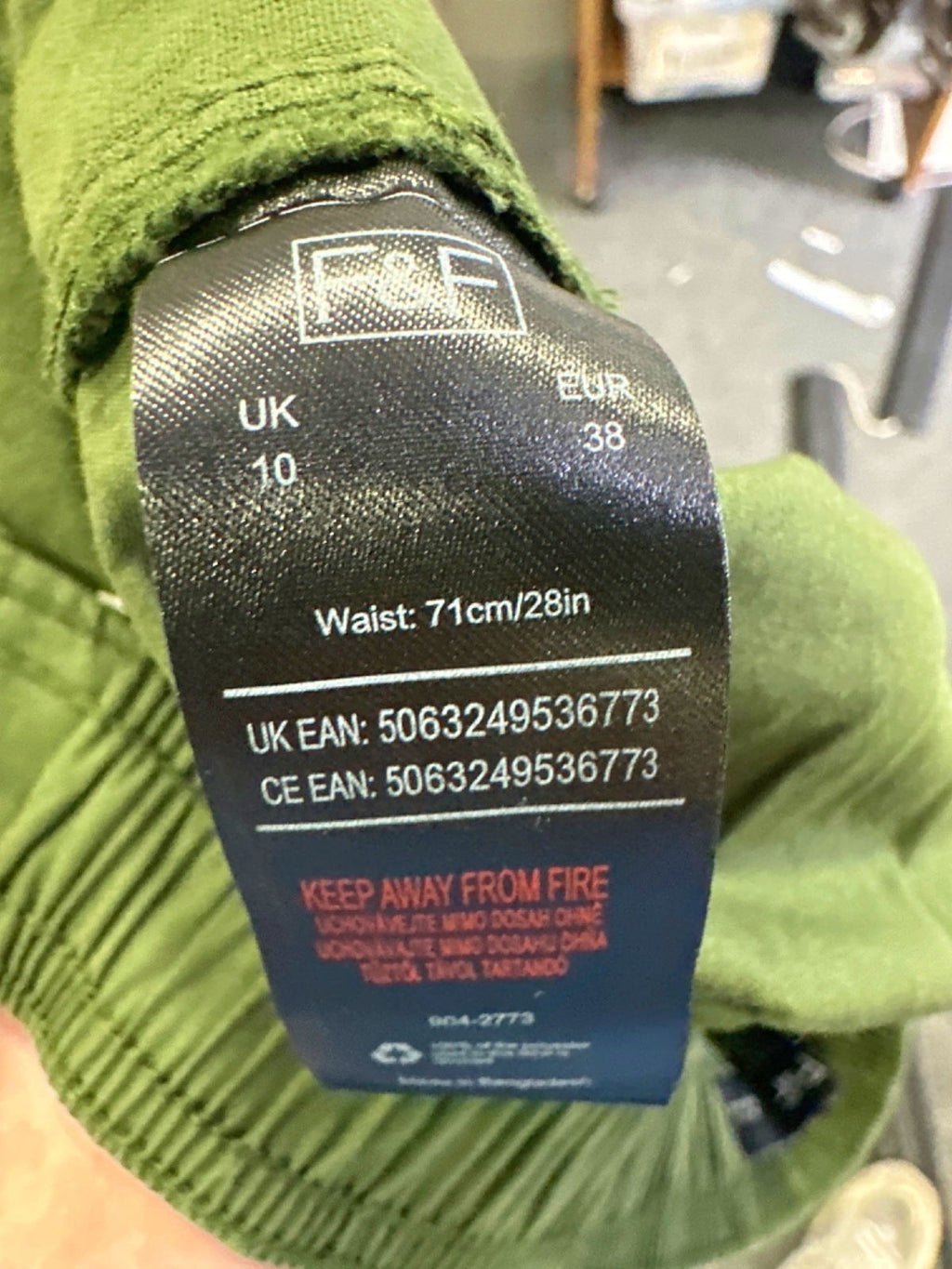 F&F Green Parachute High Rise Cargo Trousers UK 10