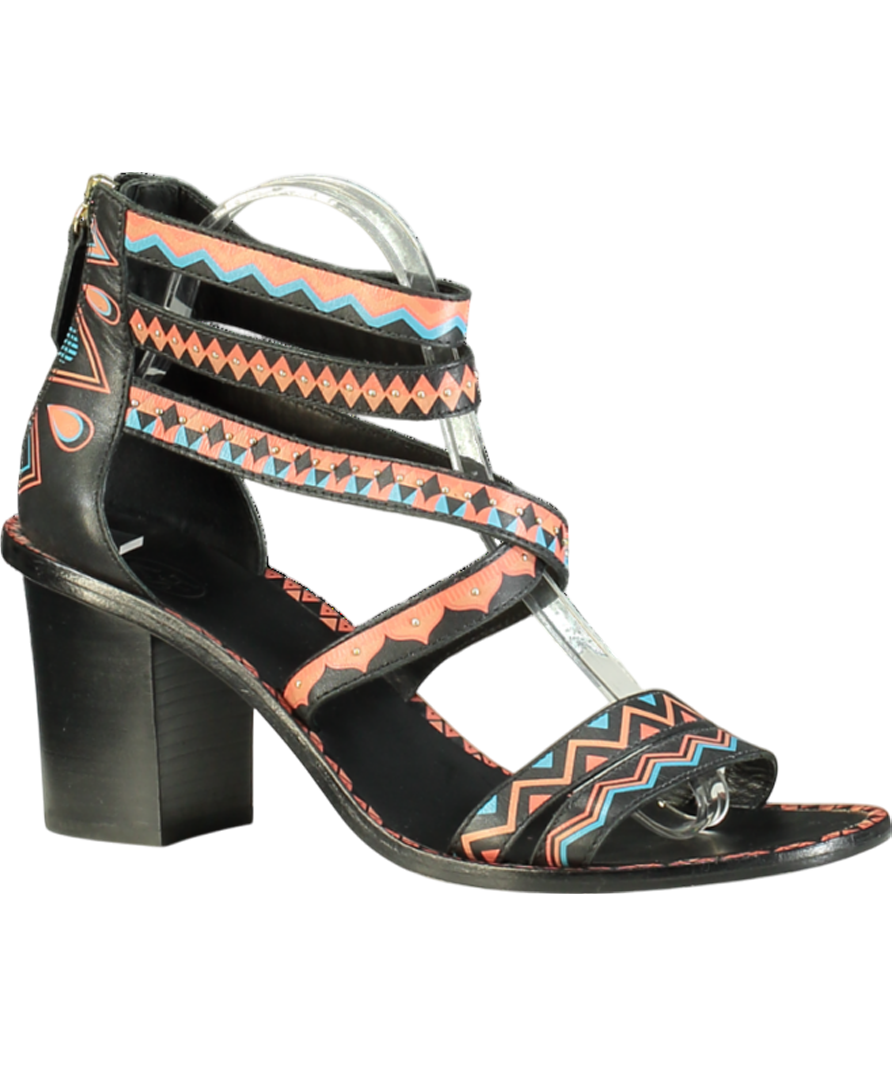 ASH Black Abstract Printed Ankle Sandals UK 7 EU 40 👠