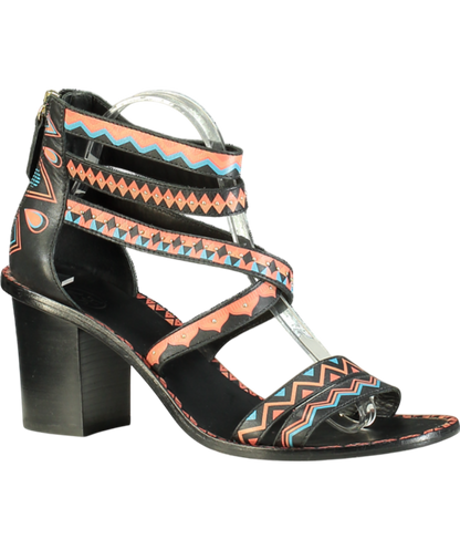 ASH Black Abstract Printed Ankle Sandals UK 7 EU 40 👠