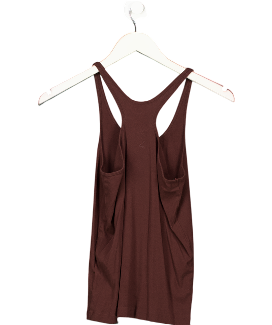 Massimo Dutti Chocolate Brown Ribbed 100% Cotton Racerback Verst Top UK M