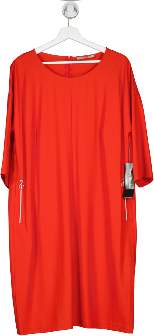 BETTY BARCLAY Red Zip Detail Midi Zip Detail Shift Dress BNWT UK 20