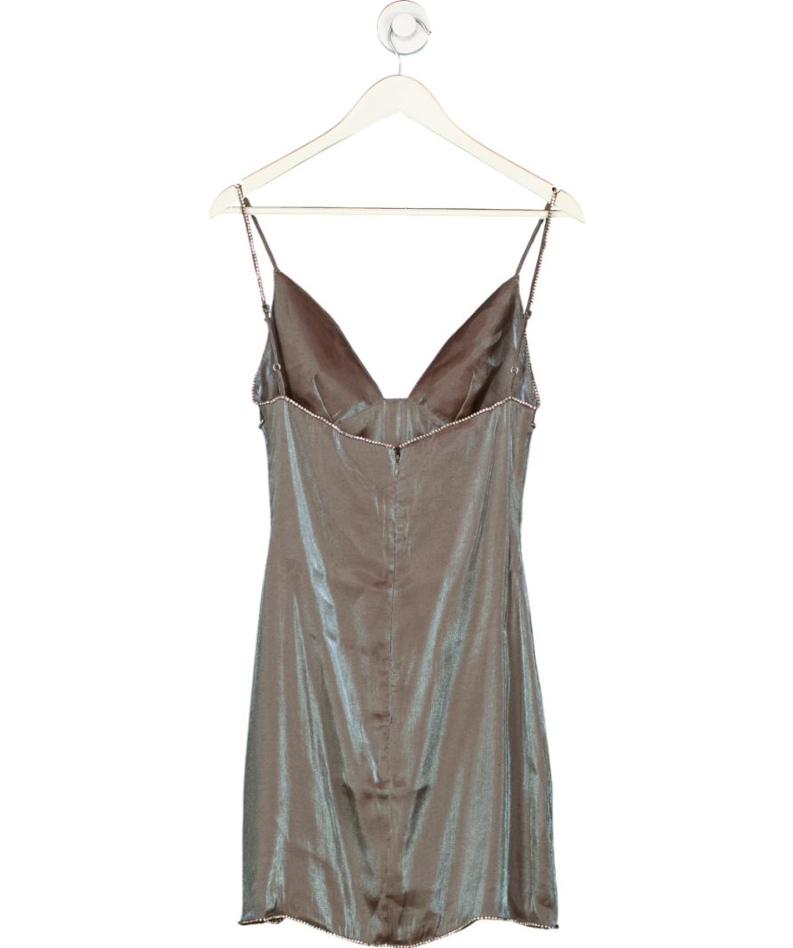 House of CB Grey Dimante Trim Strappy Dress UK S