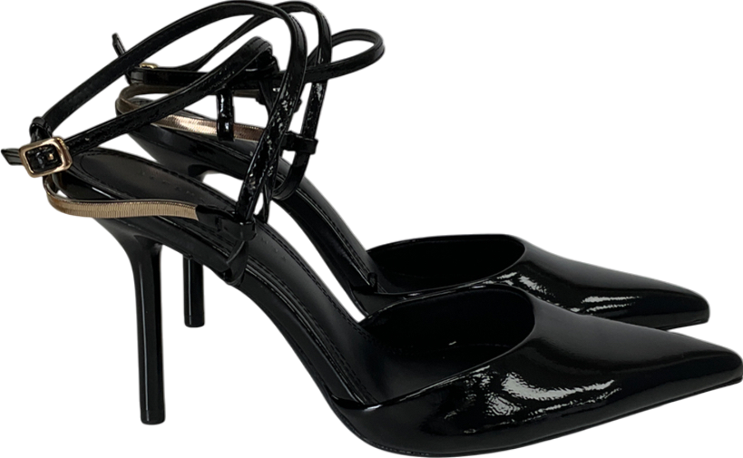 Bershka Black High-heel Shoes With Chain Detail UK 6 EU 39 👠