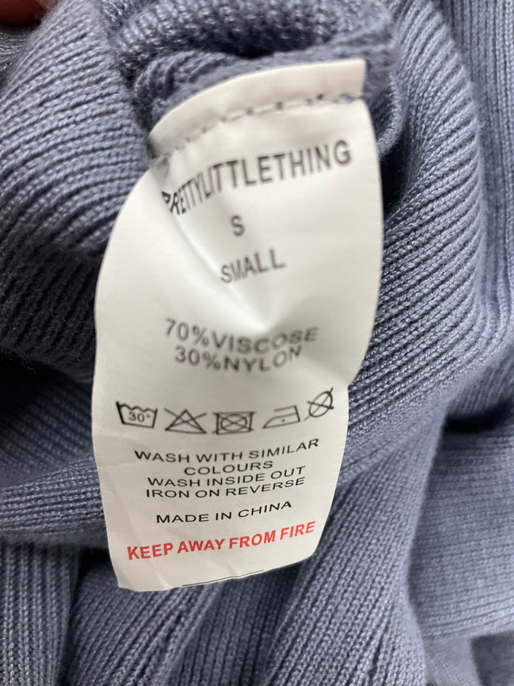 PrettyLittleThing Blue Bust Detail Knitted Long Sleeve Fitted Jumpsuit UK S