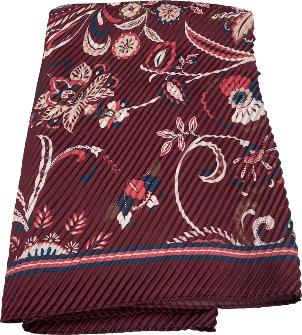 Red Plisse Printed Scarf One Size