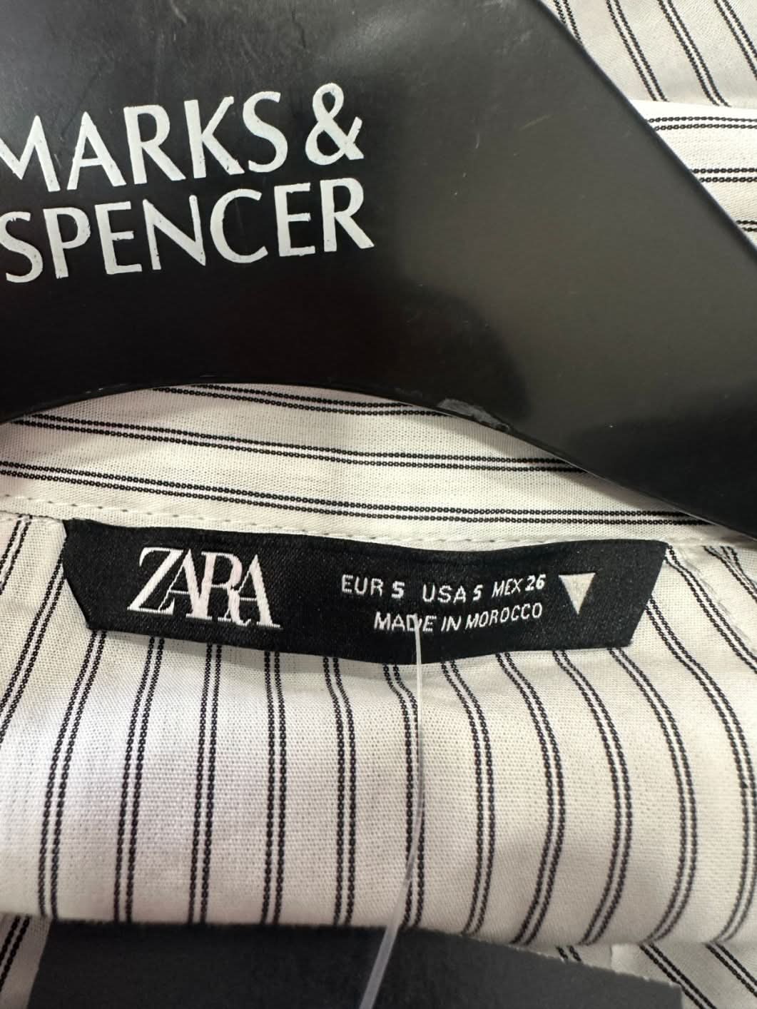 ZARA White Cropped Striped Shirt Blouse With Belt UK S