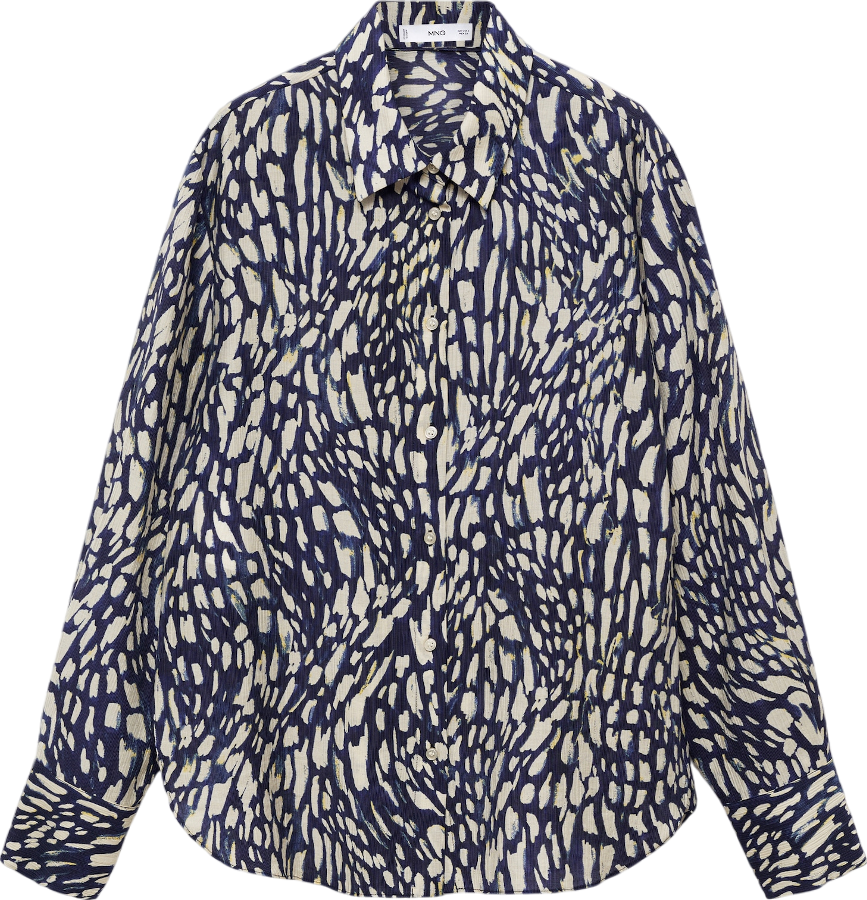 MANGO Blue Lyocell Printed Shirt UK 8