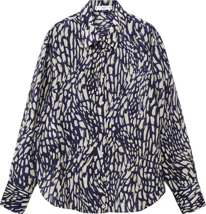 MANGO Blue Lyocell Printed Shirt UK 8