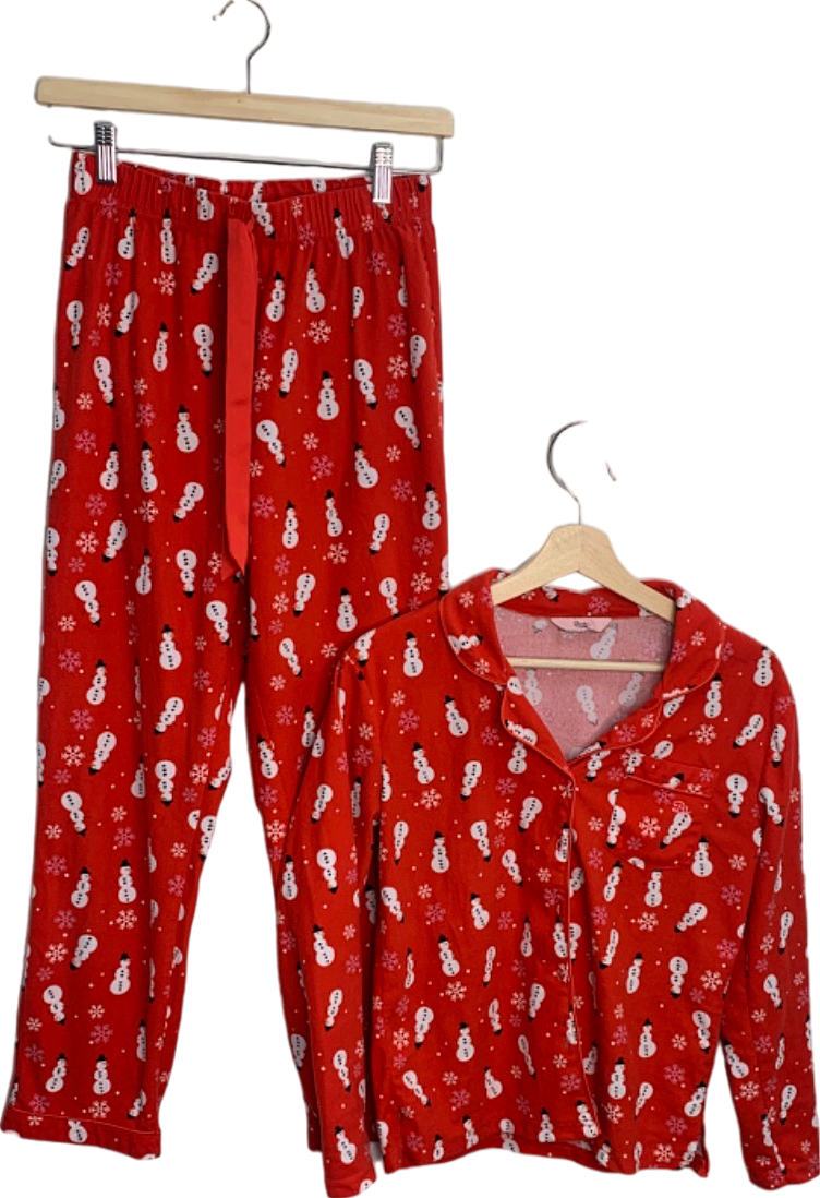 Boux Avenue Red Snowman Print Pyjama Set Size UK 6