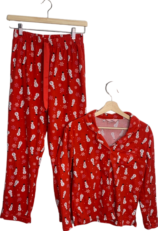 Boux Avenue Red Snowman Print Pyjama Set Size UK 6