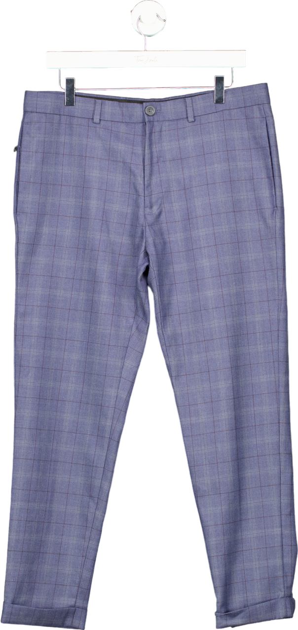 River Island Blue Checked Trousers UK 34R