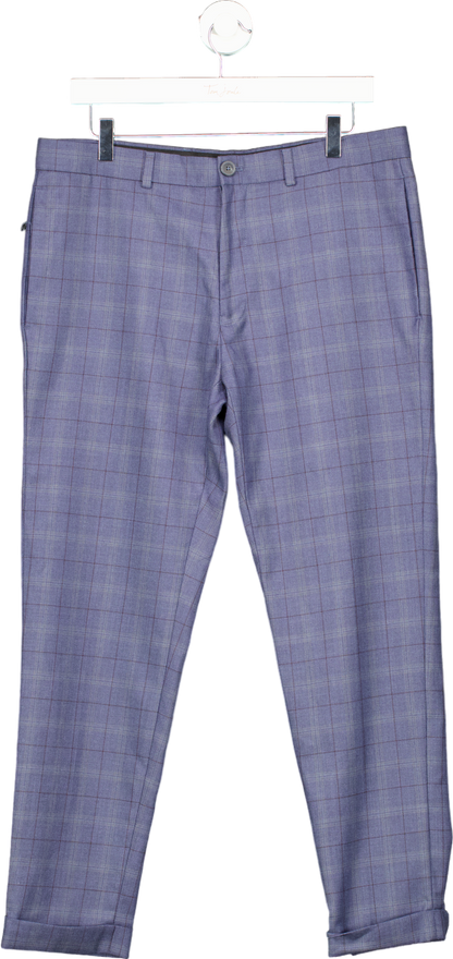 River Island Blue Checked Trousers UK 34R