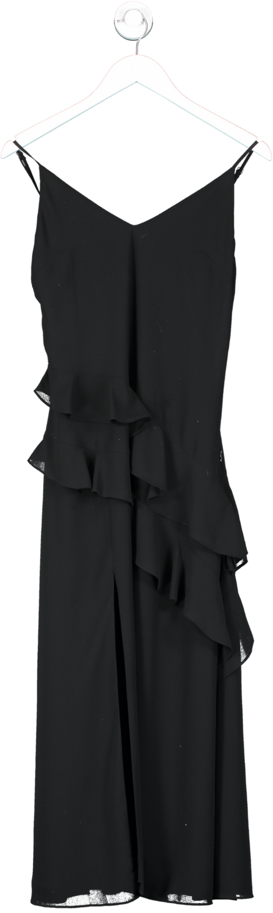 PRETTY LAVISH Black Saskia Midi Ruffle Dress UK 6