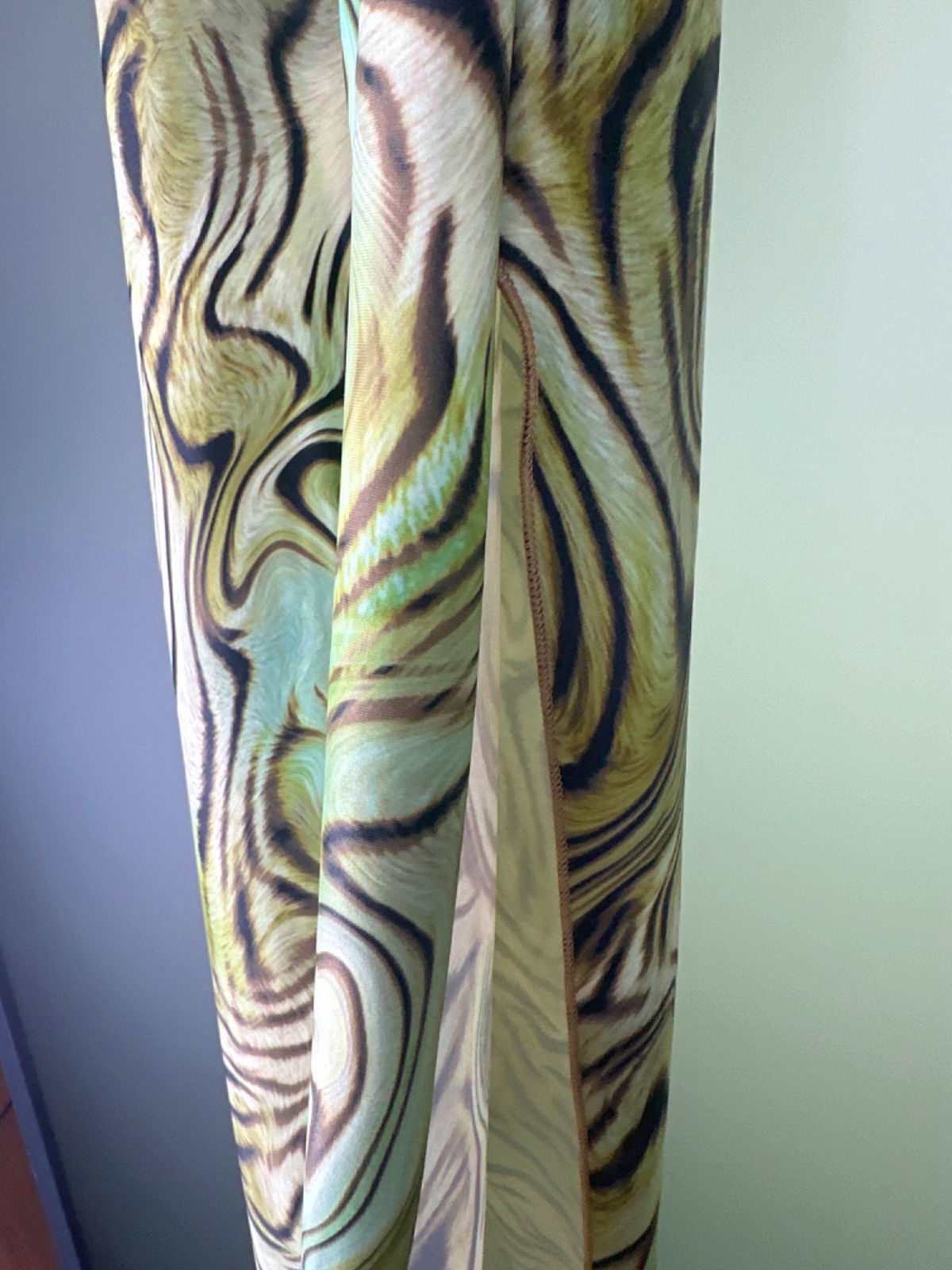 Green Abstract Halter Neck Dress UK M