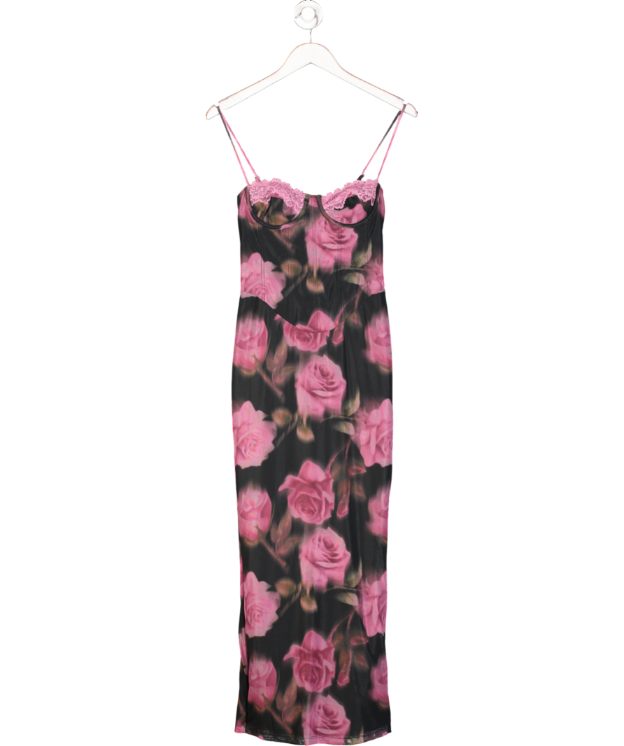 Whitefox Pink Floral Mesh Corset Maxi Dress UK S