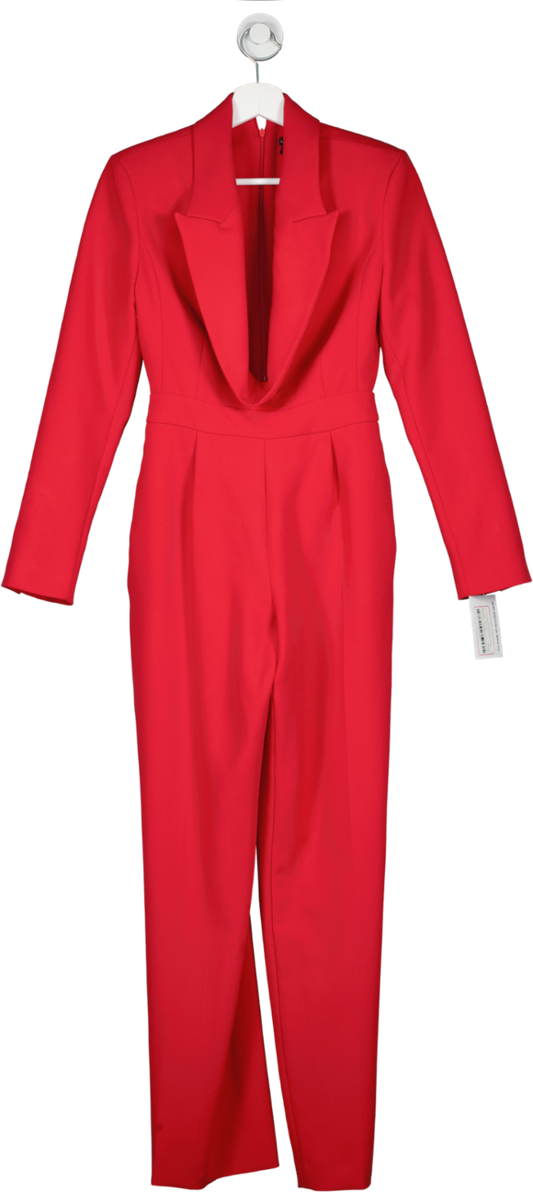 Karen Millen Red Curved Neckline Tailored Blazer Jumpsuit UK 6