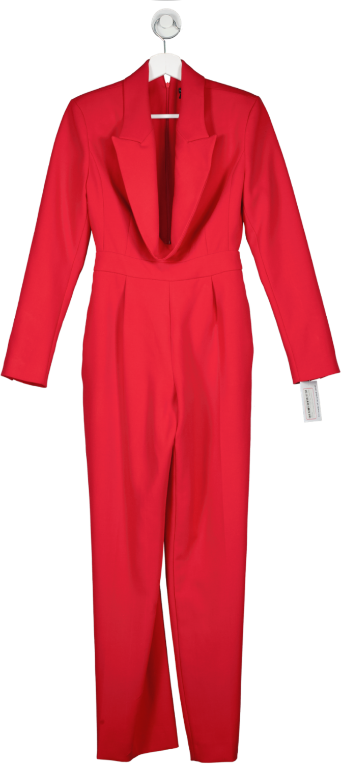 Karen Millen Red Curved Neckline Tailored Blazer Jumpsuit UK 6
