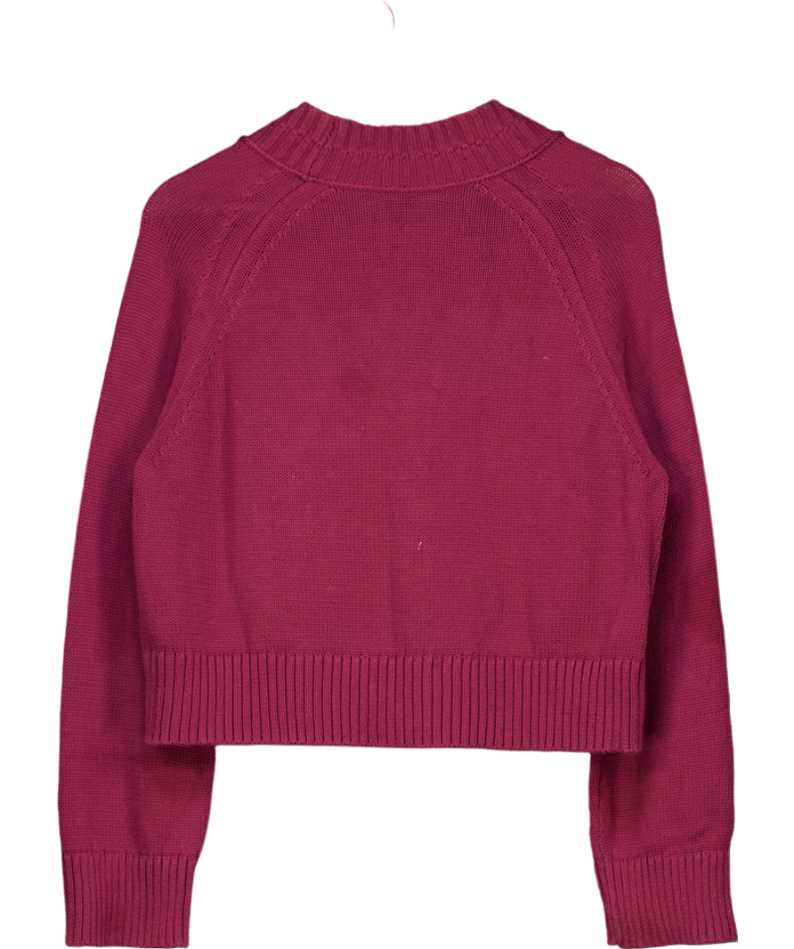 Whistles Red Burgundy Ribbed Detail Cotton Cardigan UK S