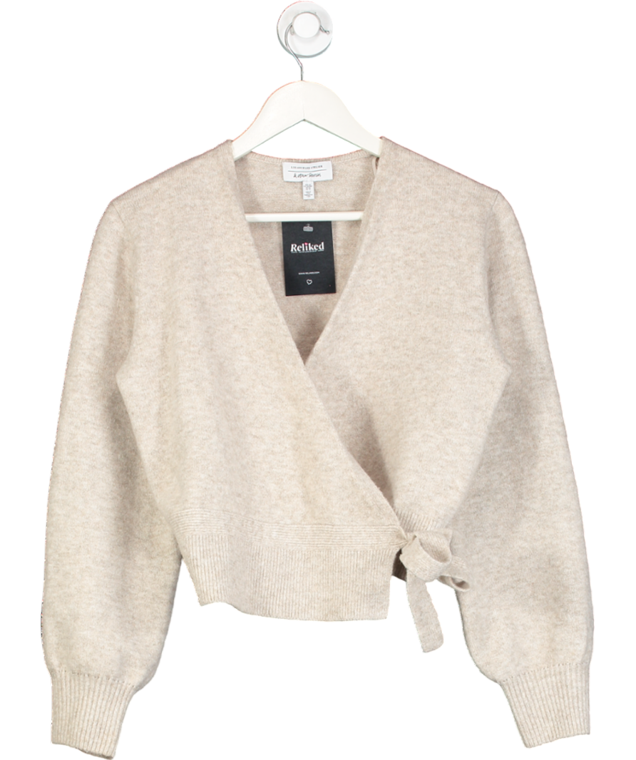 & Other Stories Beige Mohair-blend Knitted Wrap Cardigan UK XS