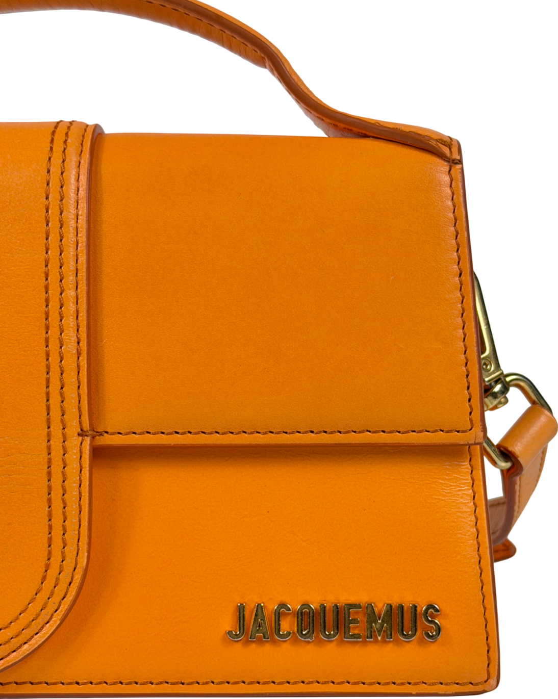 JACQUEMUS Orange Leather Le Grand Bambino Top-handle Bag